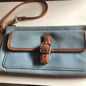 Coach large wristlet blue great value